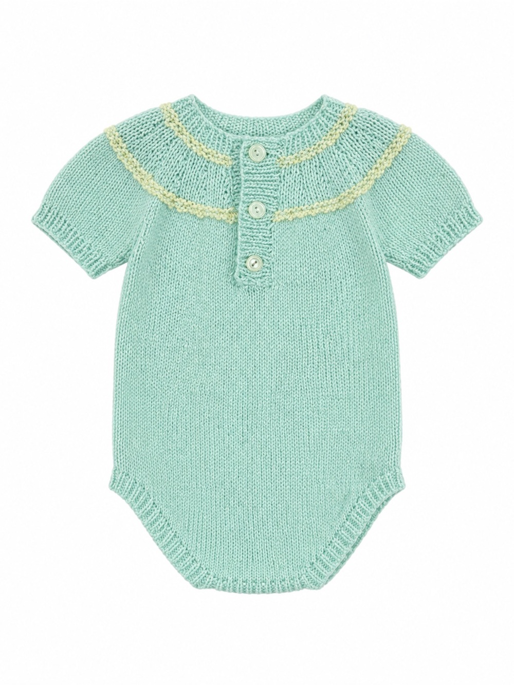 Size‎ 6–12 Months Handmade Baby Knit Romper Mint Green Short Sleeve Heirloom